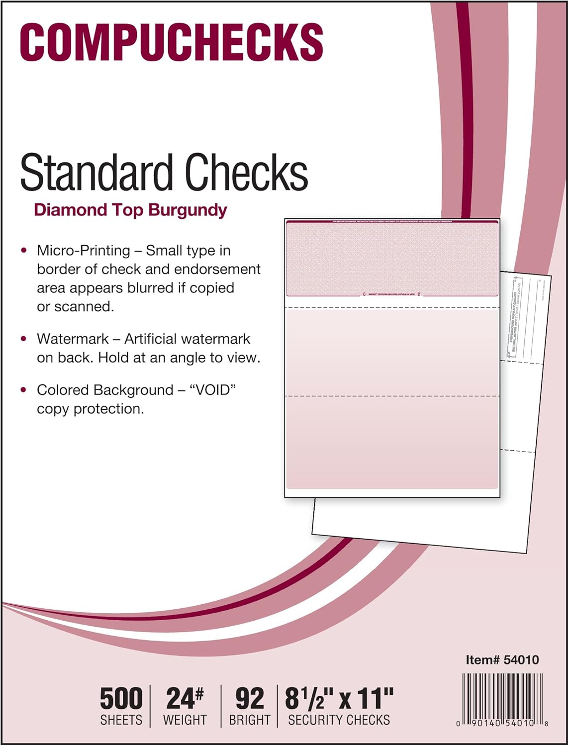 500 Blank Check Stock - Check on Top - Green Diamond : Check Envelopes : Office Products