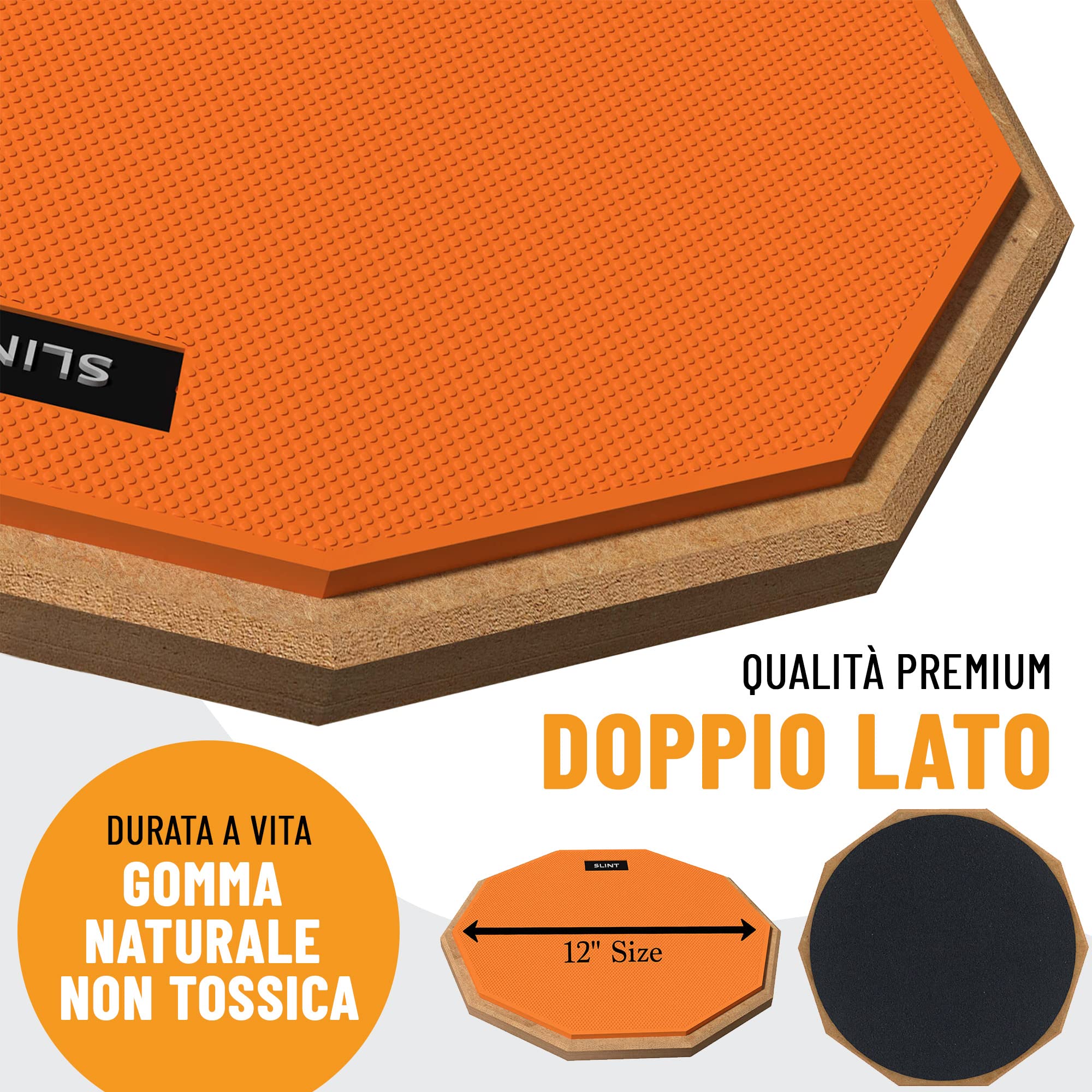Slint - Kit Double-Sided Silent Drum Pad con due superfici diverse - 30cm e 10cm Snare - Set con supporto e bacchette