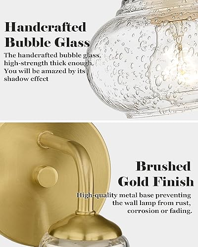 Miniatura 3 de ELYONA Apliques de pared de vidrio con burbujas doradas, modernas lámparas de tocador de baño, lámparas industriales de montaje en pared para casa