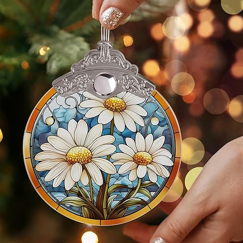 Miniatura 5 de Adorno de Navidad de margaritas, adorno de margaritas de Jocidea - Adorno para árbol de Navidad de margaritas - Decoración colgante de margaritas -