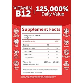 Lunakai Extra Strength 3000mcg Vitamin B12 Gummies - USA Made, Delicious Daily Energy & Metabolism Support - Vegan B12 Methylcobalamin Supplement 60ct