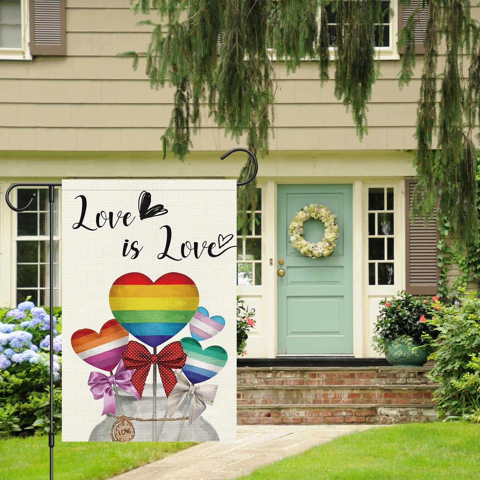 HOSNYE Love Wins Regenbogen-Pride-Gartenflagge, Doppelseitig, 30,5 X 45,7 Cm – Bunte LGBT-Flagge Für Hof, Garten Und Outdoor-Dekoration