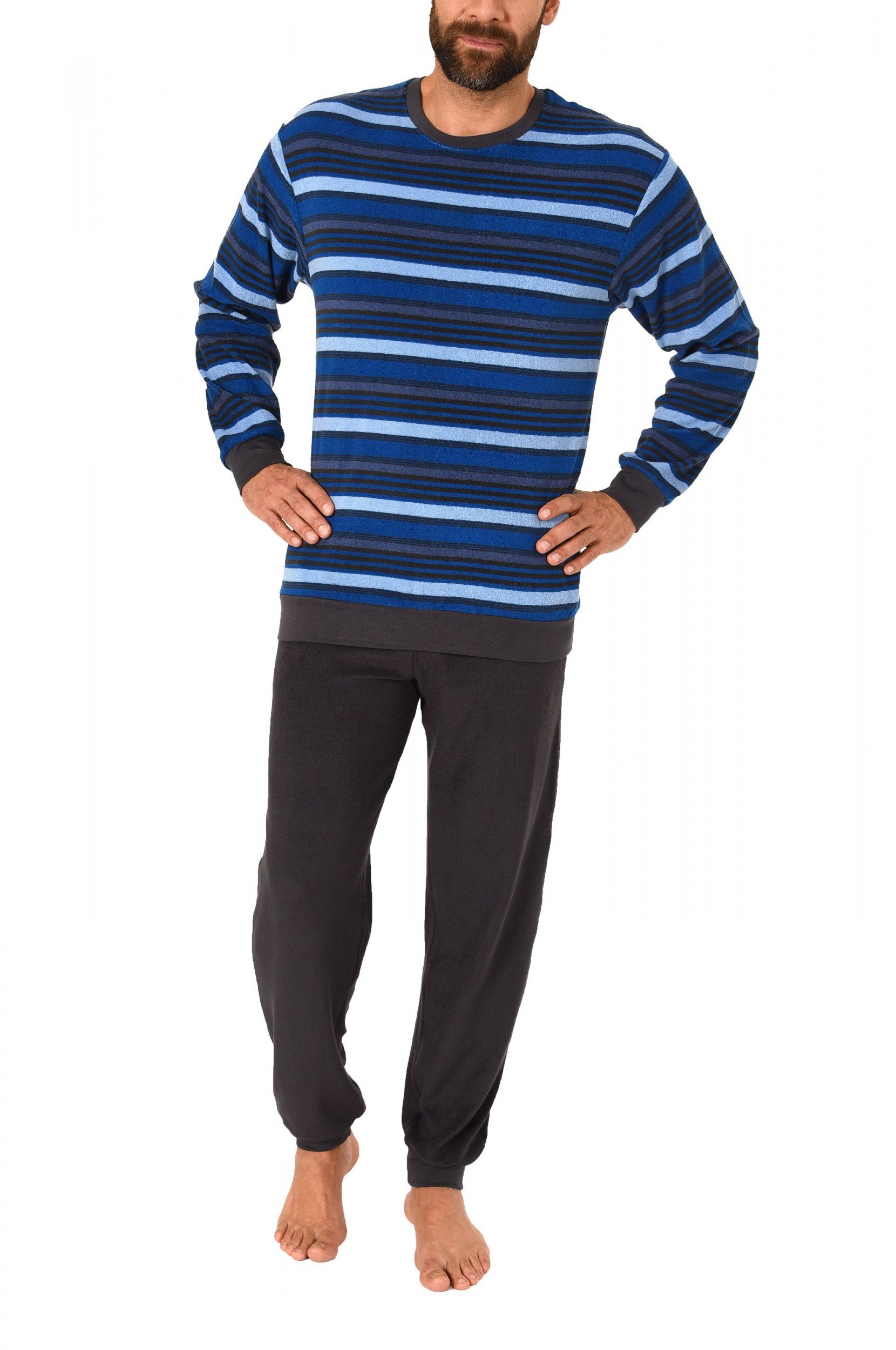 Gentlemen badstof heren pyjama - donkerblauw Gentlemen badstof heren pyjama - donkerblauw