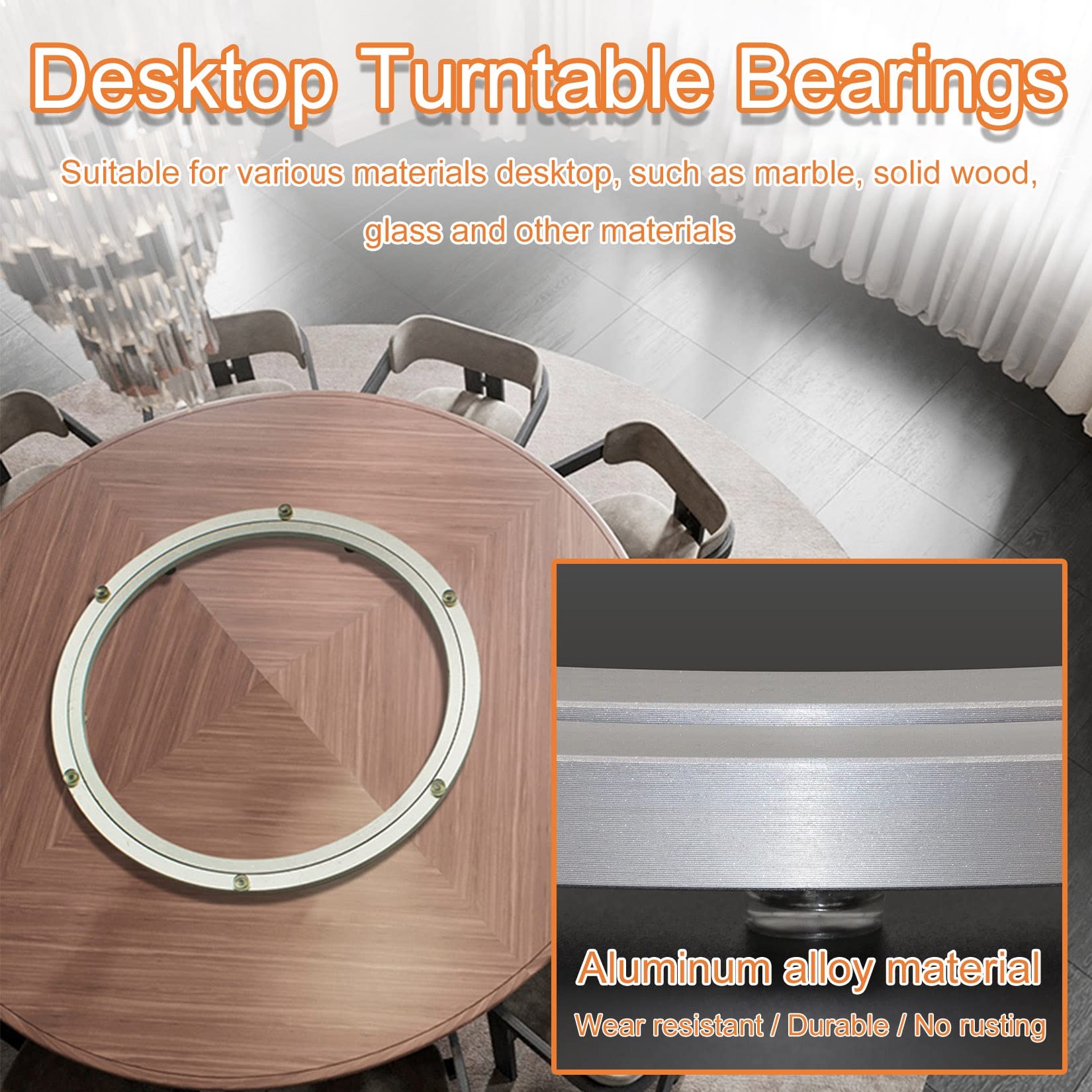 Cuscinetto for giradischi in lega di alluminio, Cuscinetto for giradischi girevole Lazy Susan in lega di alluminio Argento cm(70 cm)