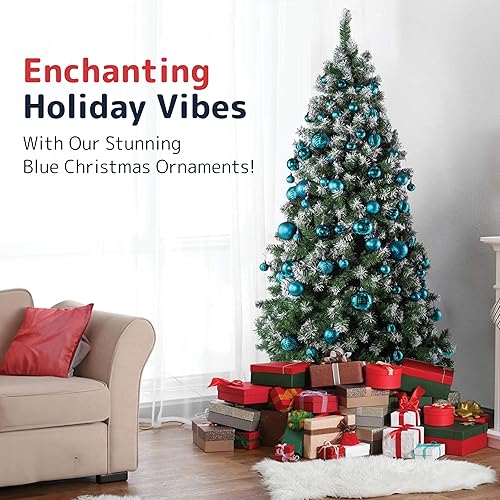 Miniatura 92 de PREXTEX - Adornos navideños inastillables de 36 piezas en azul medianoche: elegantes bolas de adorno navideño, juego ideal de adornos navideños Azul