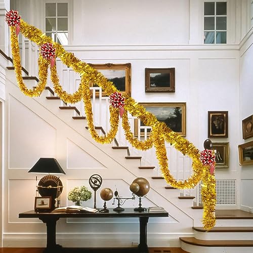 Miniatura 8 de Guirnalda de oropel de 26.2 pies para decoración de árbol de vacaciones, pared, hogar, oficina, evento, Navidad, cumpleaños, bodas, decoraciones de