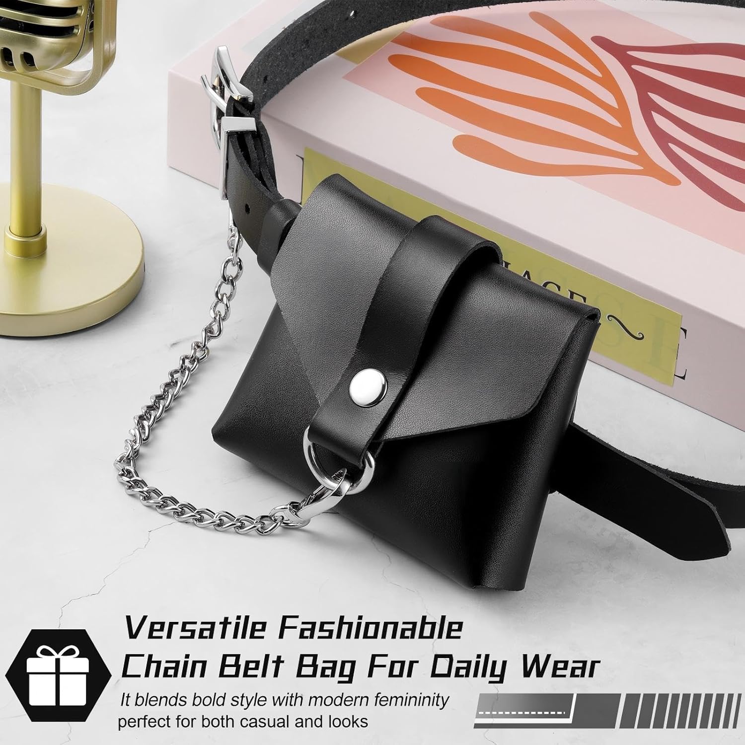 Belt Bag with Chain for Women Cyber Chic Waist Pack with Detachable Mini Pouch Fashion Belt Bag for Party Travel Daily Outfits - Image 7