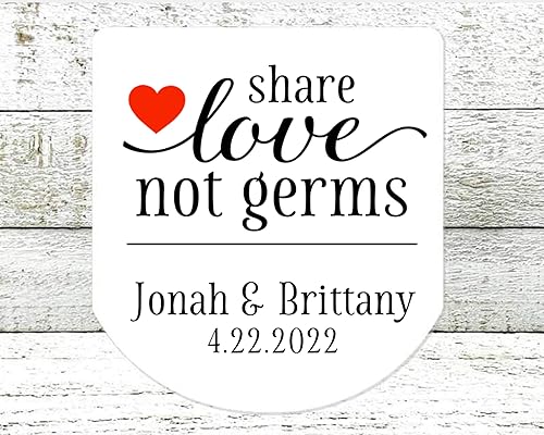 Miniatura 4 de Wedding Favor Labels - 30 Personalized Sanitizer Stickers, Share Love Not Germs, fits PocketBac