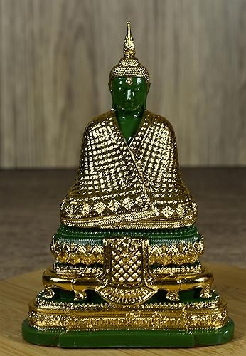 Miniatura 2 de BUDDHO Estatua de Buda de esmeralda de diseño realista de rodilla a rodilla, 2 pulgadas de alto, 6 pulgadas de alto, estatua de Buda tailandés de