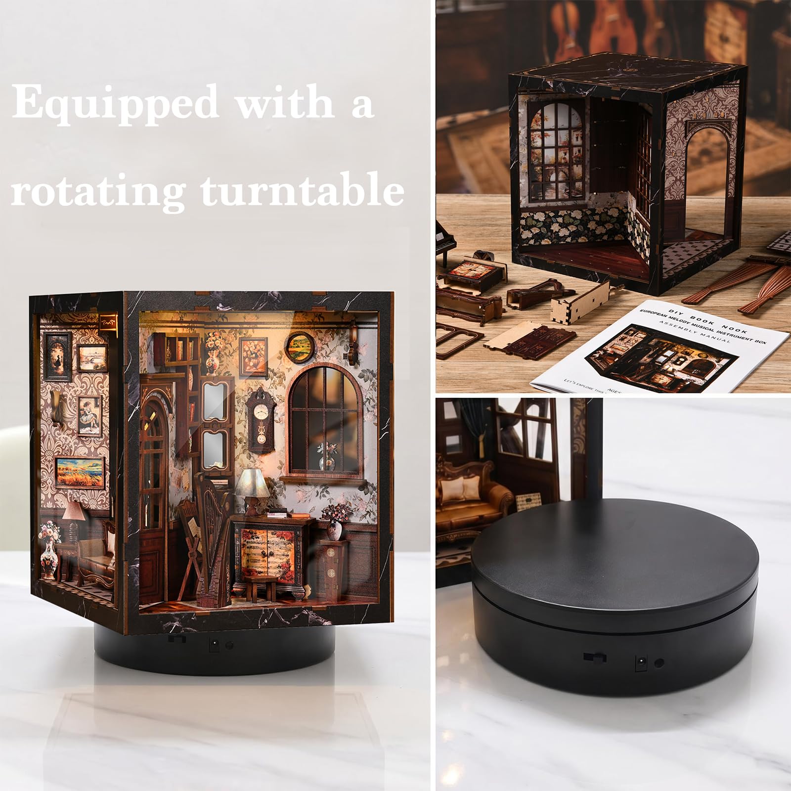 DIY book nook kit-Strumenti classici-mit LED Licht，diy set erwachsene，nook book，3D Holzbausatz für Bücherregal Deko