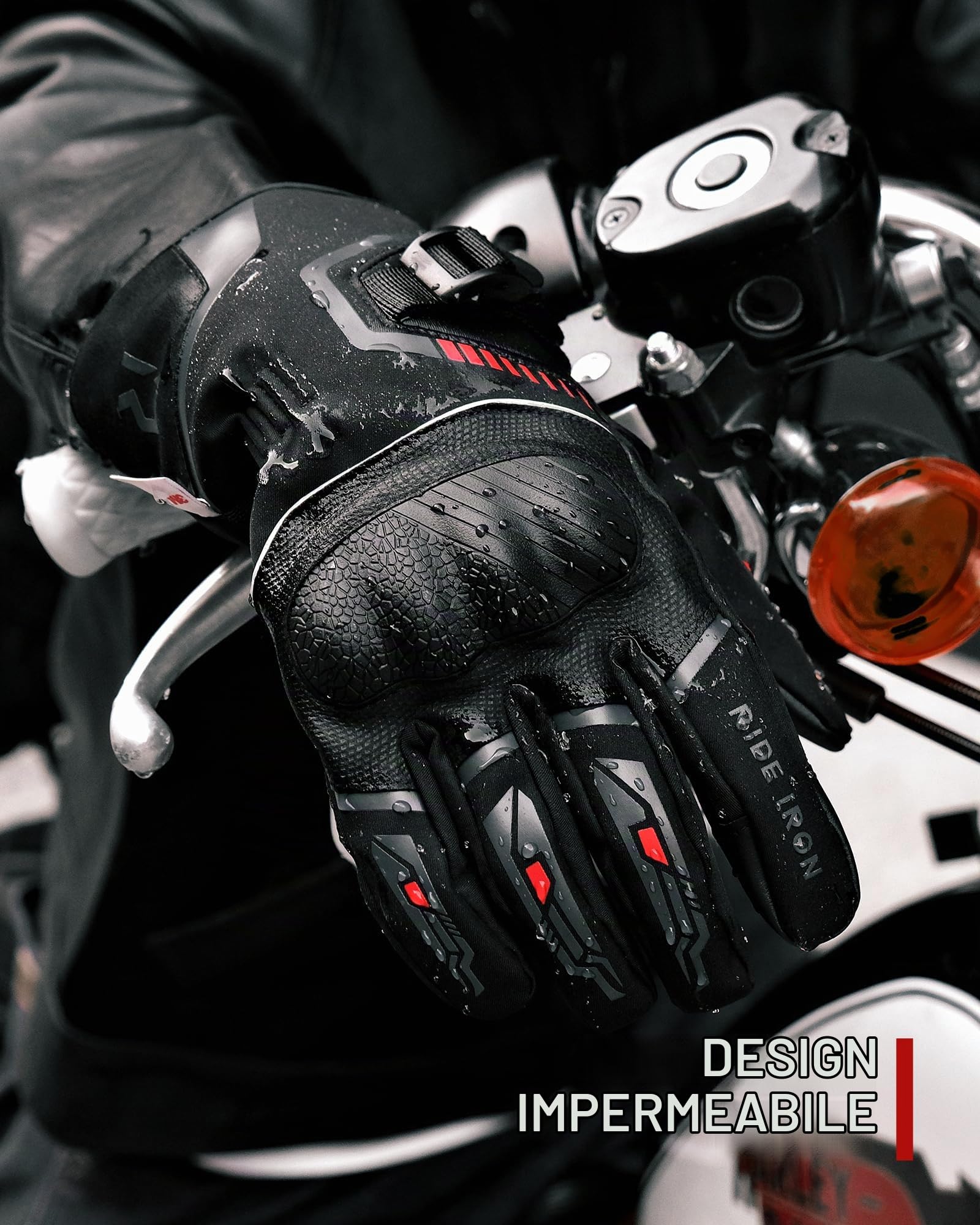 RIDEIRON Guanti moto invernali uomo donna,Antivento,leggeri e caldi con touchscreen per motociclismo,escursionismo e altri sport all'aperto