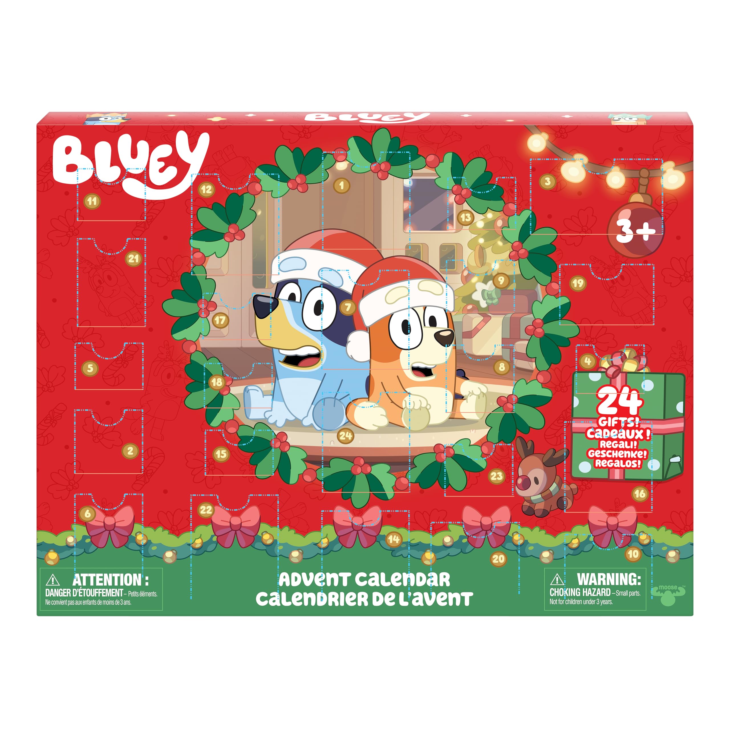 Bluey Advent Calendar, Find 4 Mini Figures, Bingo, Muffin And Socks, 12 Other Accessories