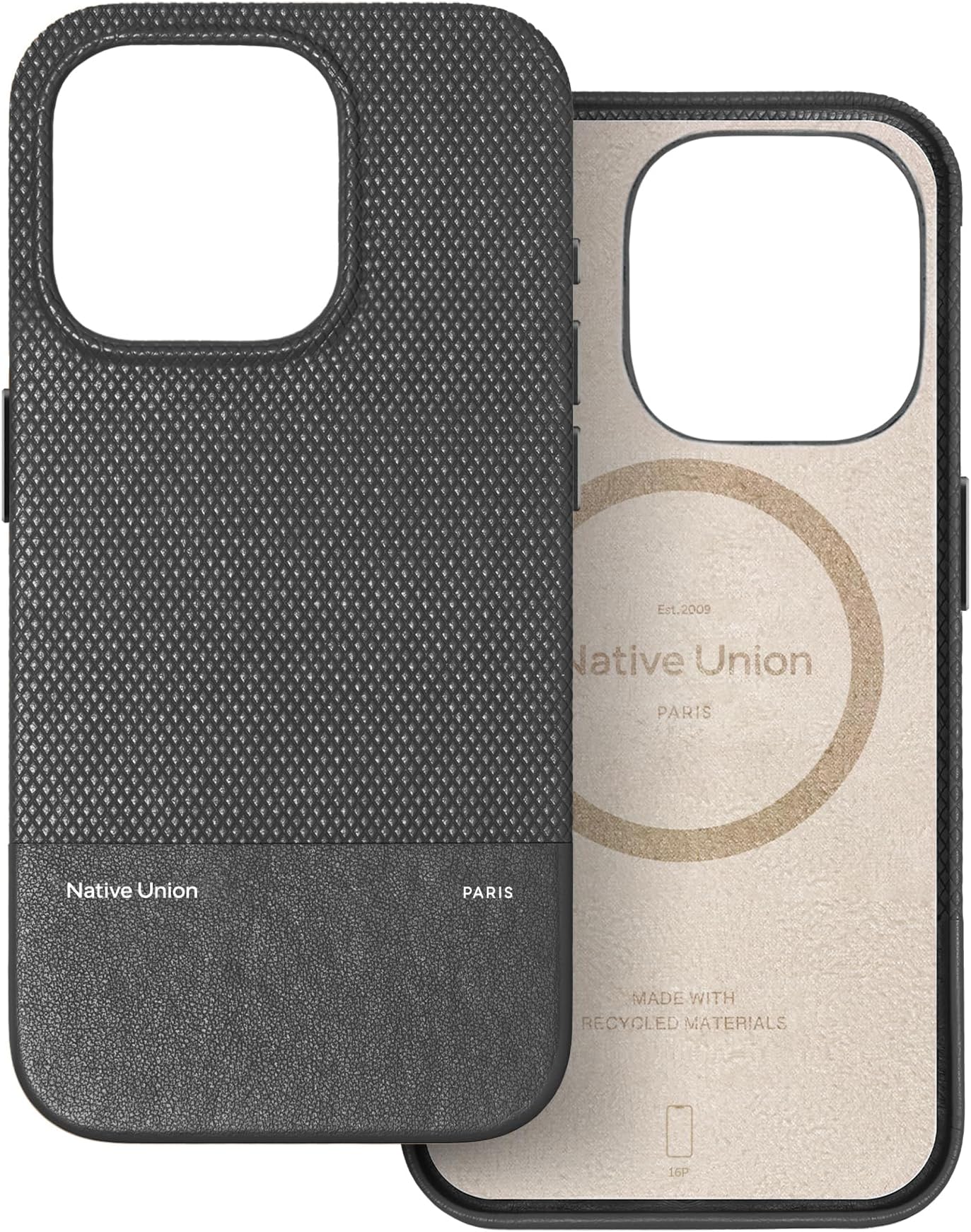 Native Union (RE) Classic Leather Case w/Magsafe for Apple iPhone 16 Pro 6.3" 2024| Italian Leather from Recycled Materials, 6-Ft Drop & Scratch Protection, Raised Edges, Wireless Charging - Black
