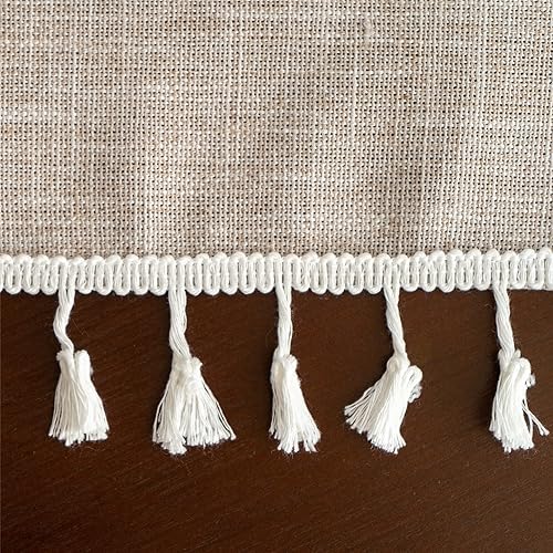 Miniatura 5 de Gernaice Mantel pequeño bordado rústico con borlas, cuadrado, a prueba de polvo, para cocina, comedor, picnic, fiesta, decoración del hogar