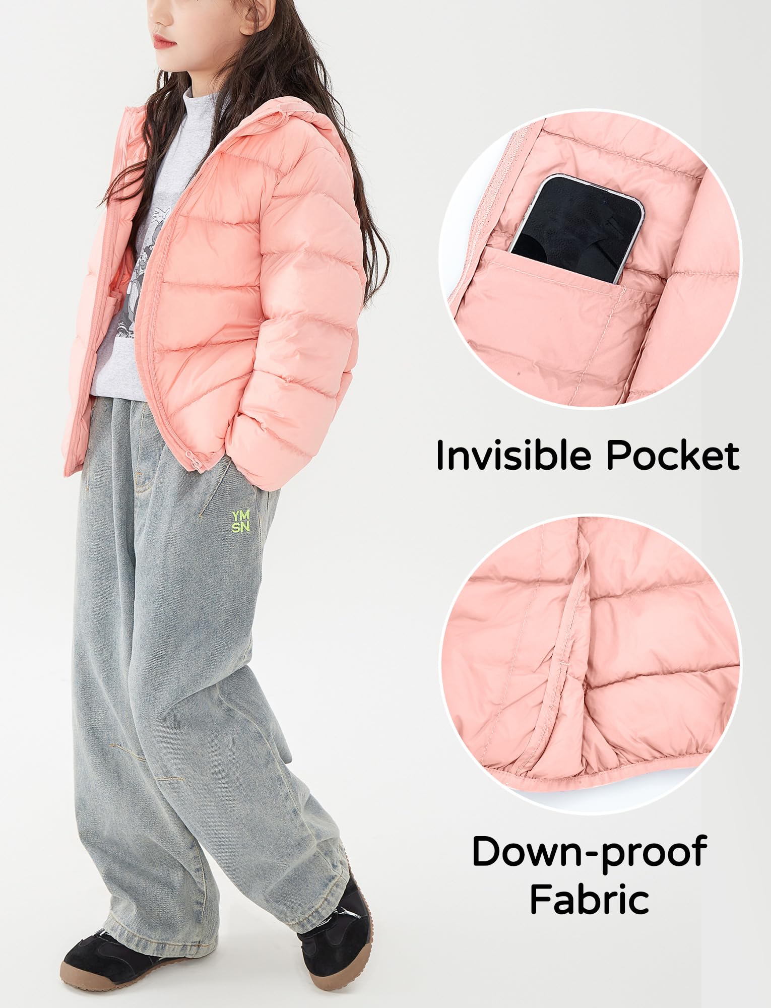 Kinder Junge Mädchen Winter Leichte Warme Steppjacke mit Kapuze Ultraleichte Winddicht Daunenjacke Herbst Winterjacke für 2-12 Jahre