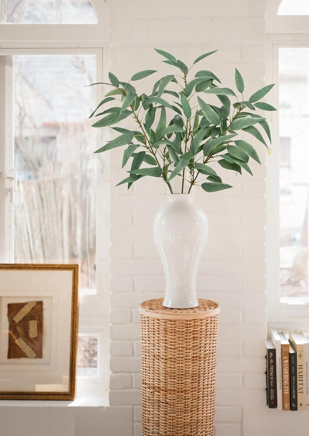 Faux Eucalyptus Stems Willow Eucalyptus Leaves 34” Long Fake Salix Leaves 3 Pcs Artificial Greenery Stems for DIY Bouquet Arrangements Centerpieces Shower Decorations-Artificial Eucalyptus Stems - Image 4