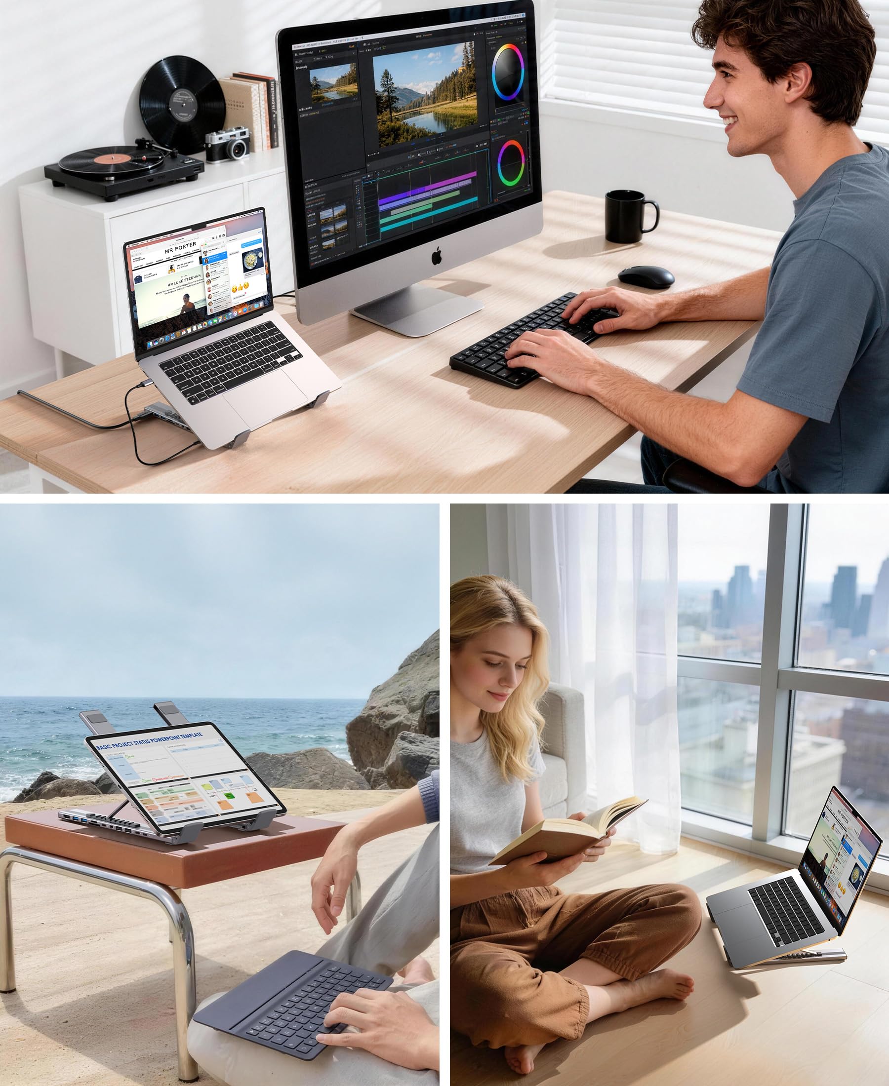 Mukiya Docking station per computer portatile, 11 in 1, supporto per laptop con HDMI 4K | HDMI 4K@60Hz, 2 USB A 3.0, 2 USB A 2.0, PD 100W, USB C 3.0+SD & TF+Audio Compatibile con Mac Pro/Air/Dell/HP/Surface/Lenovo