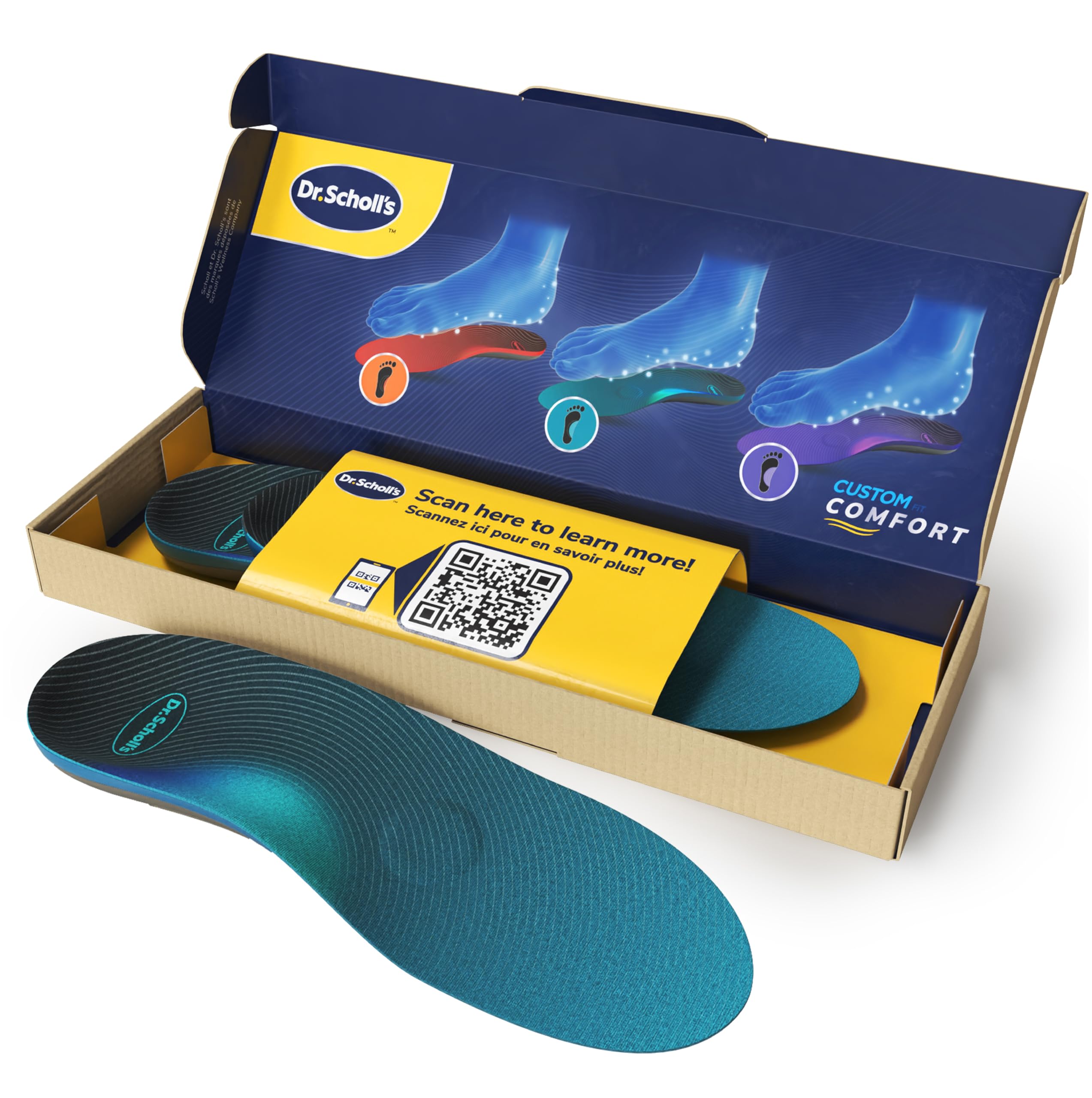 Dr. Scholl's Custom Komfort Einlegesohlen - Fersensporn Orthopädische Einlegesohlen - Hohes Fußgewölbe Einlegesohlen für Damen und Herren, voll Länge Einlegesohlen, Ganztägiger Komfort