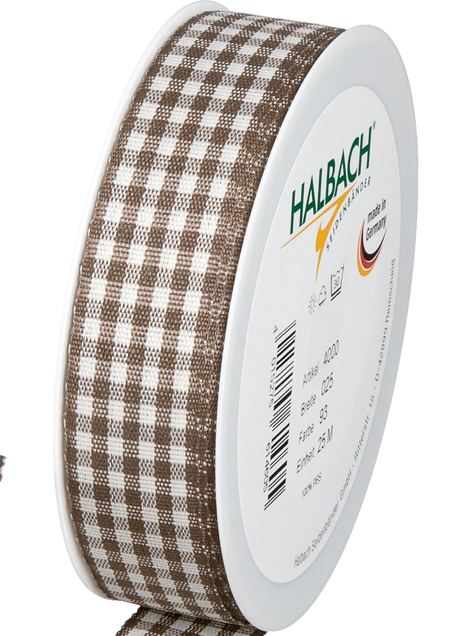 Halbach Seidenbänder Vichy Gift Wrapping Ribbon 25mm Dusky Brown Check Ribbon for Celebrations