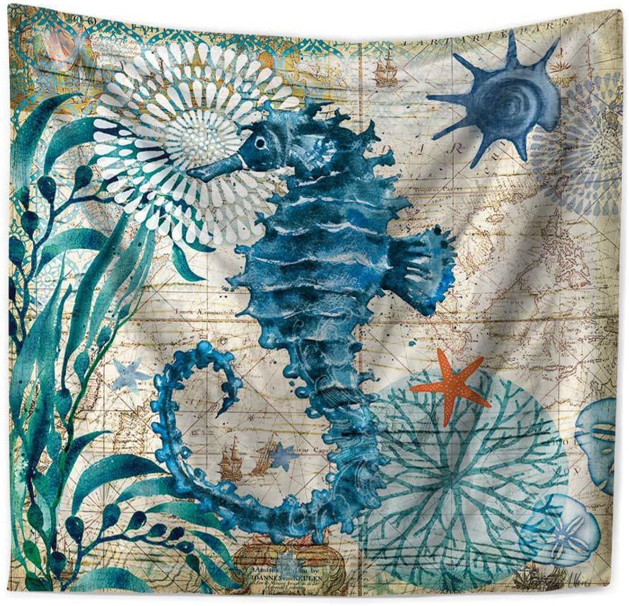 Yakey Tapestry Wall Hanging Ocean Beach Theme Bohemia Wall Tapestry Wall Art Home Decoration Wall Blanket for Living Room/Bedroom,Sea Horse-50 x 60