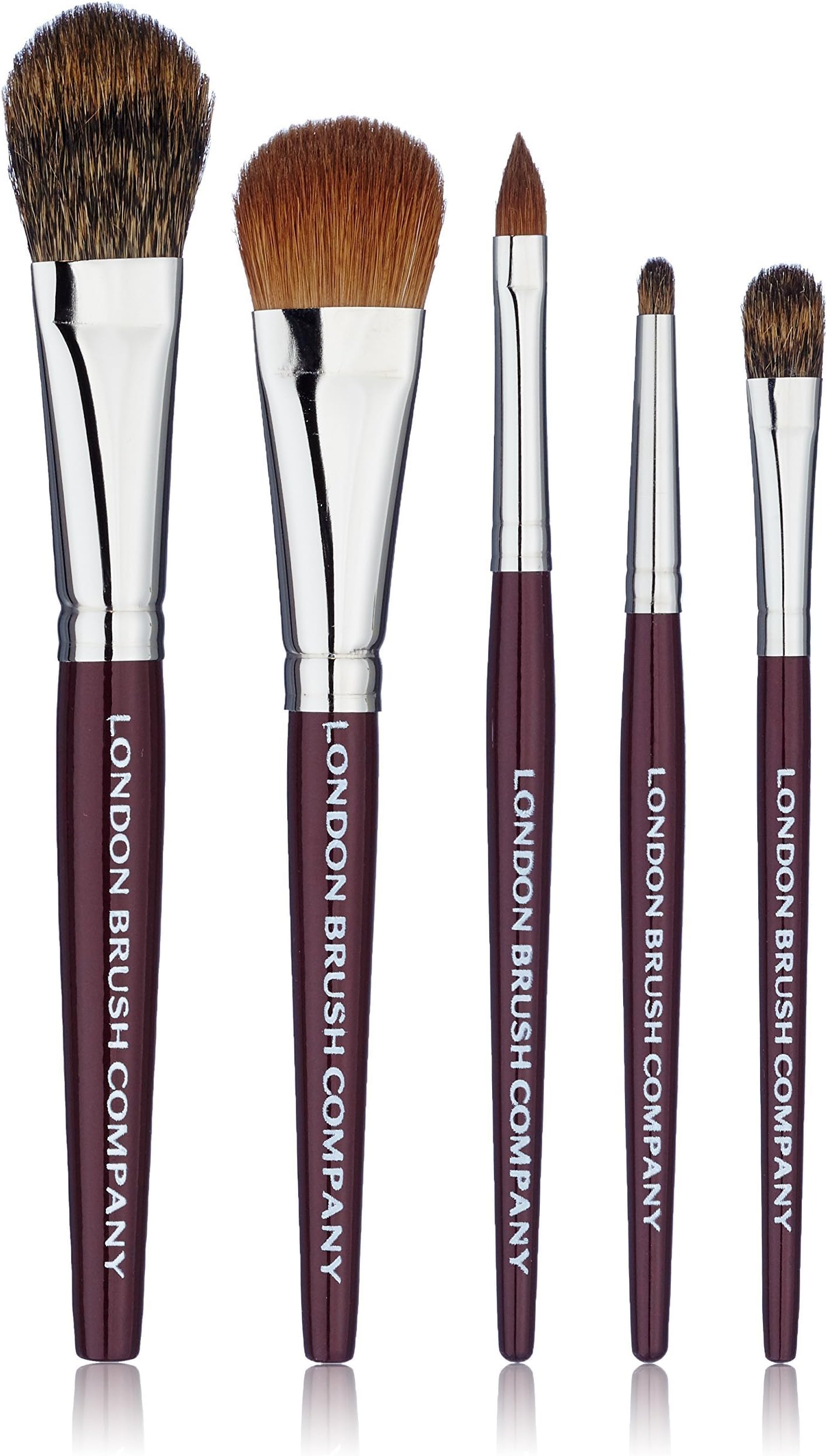 London Brush Company Natural Hair Travel Makeup Brush Set, 5 Piece