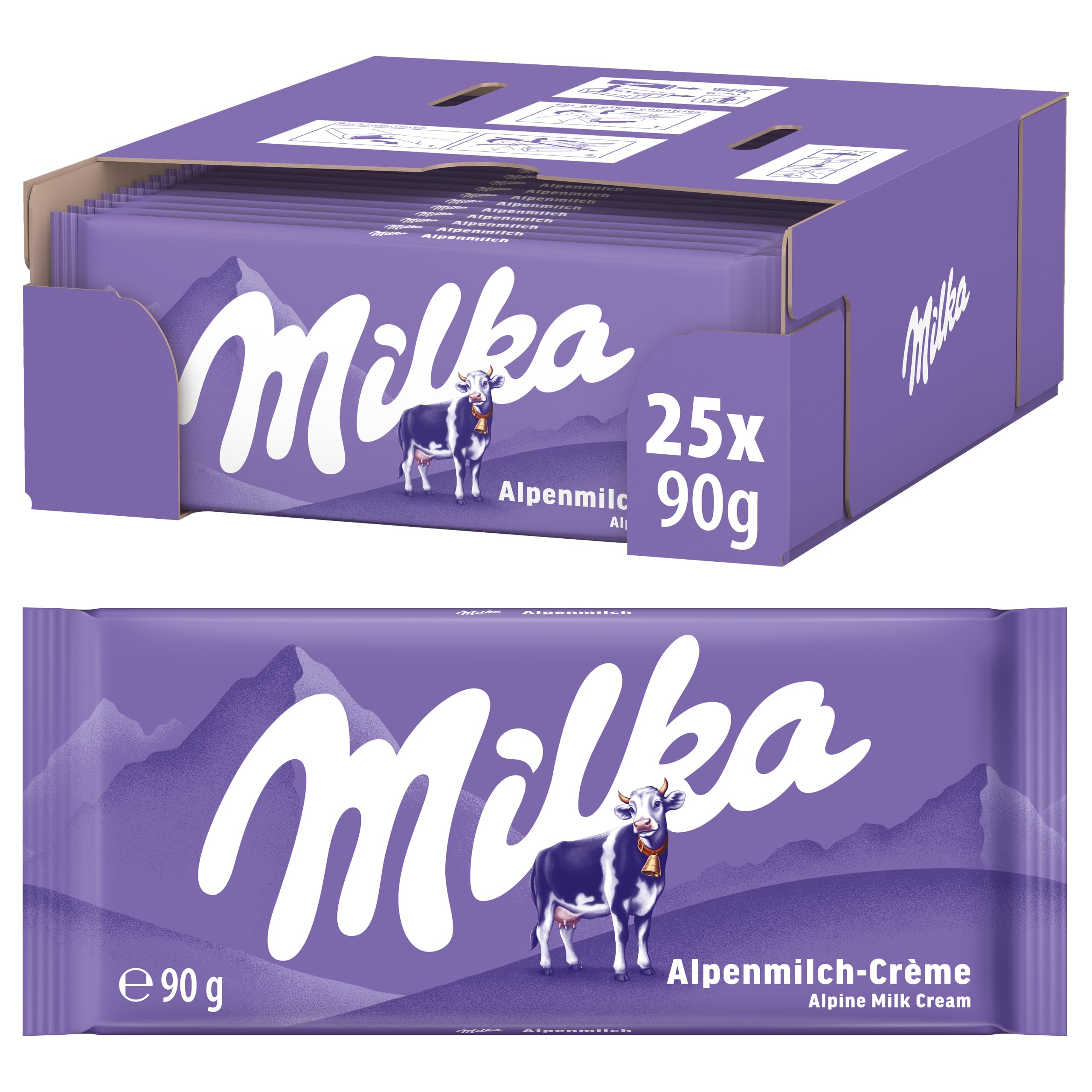 Milka Alpenmilch-Schokolade, 90 g (25er-Pack)