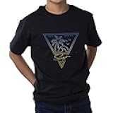 Color Changing Youth Boys Crew Tee - Surf Sun Beaches, Black, Size YS