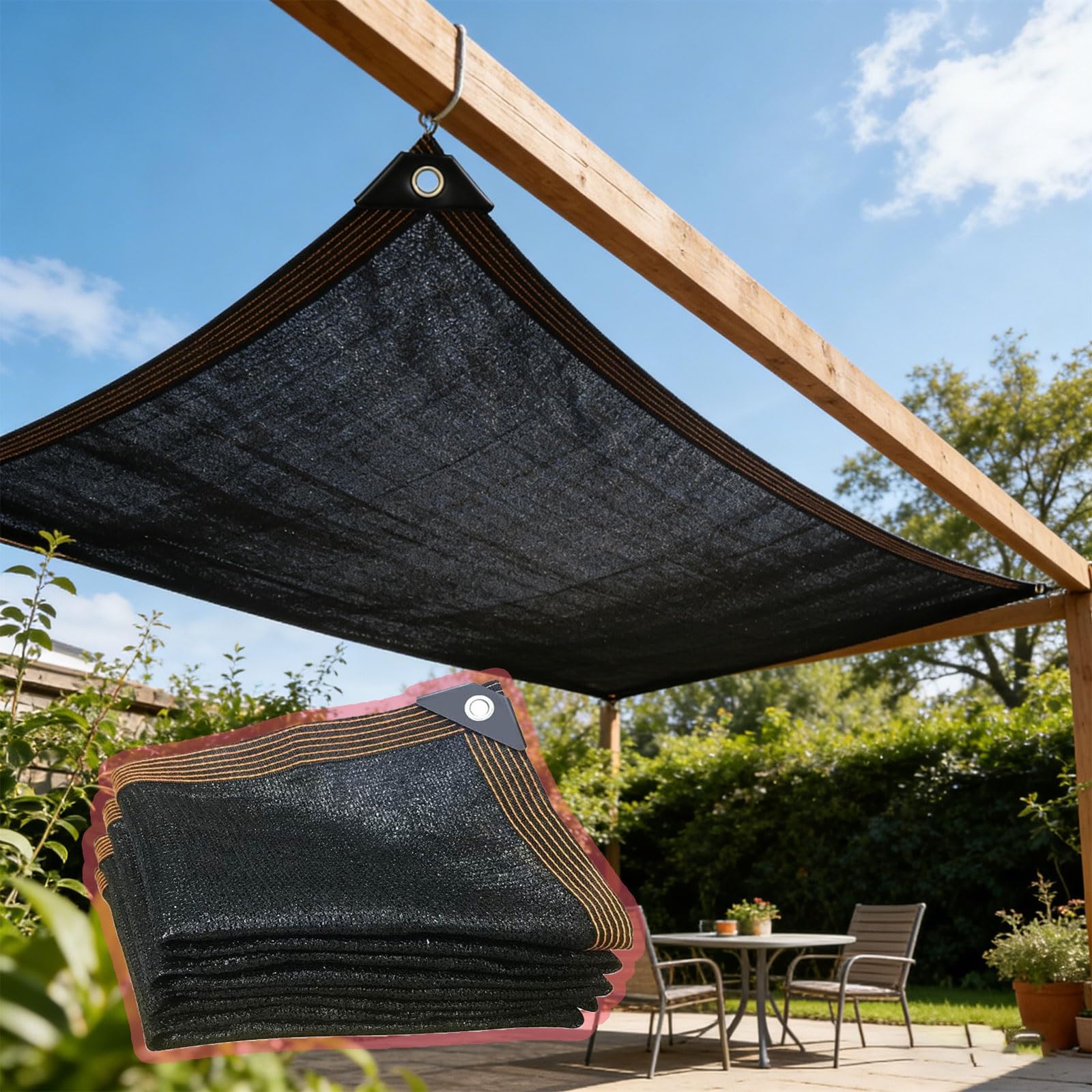Toile d'ombrage 90% filet d'ombrage noir avec oeillets pour serre et jardin