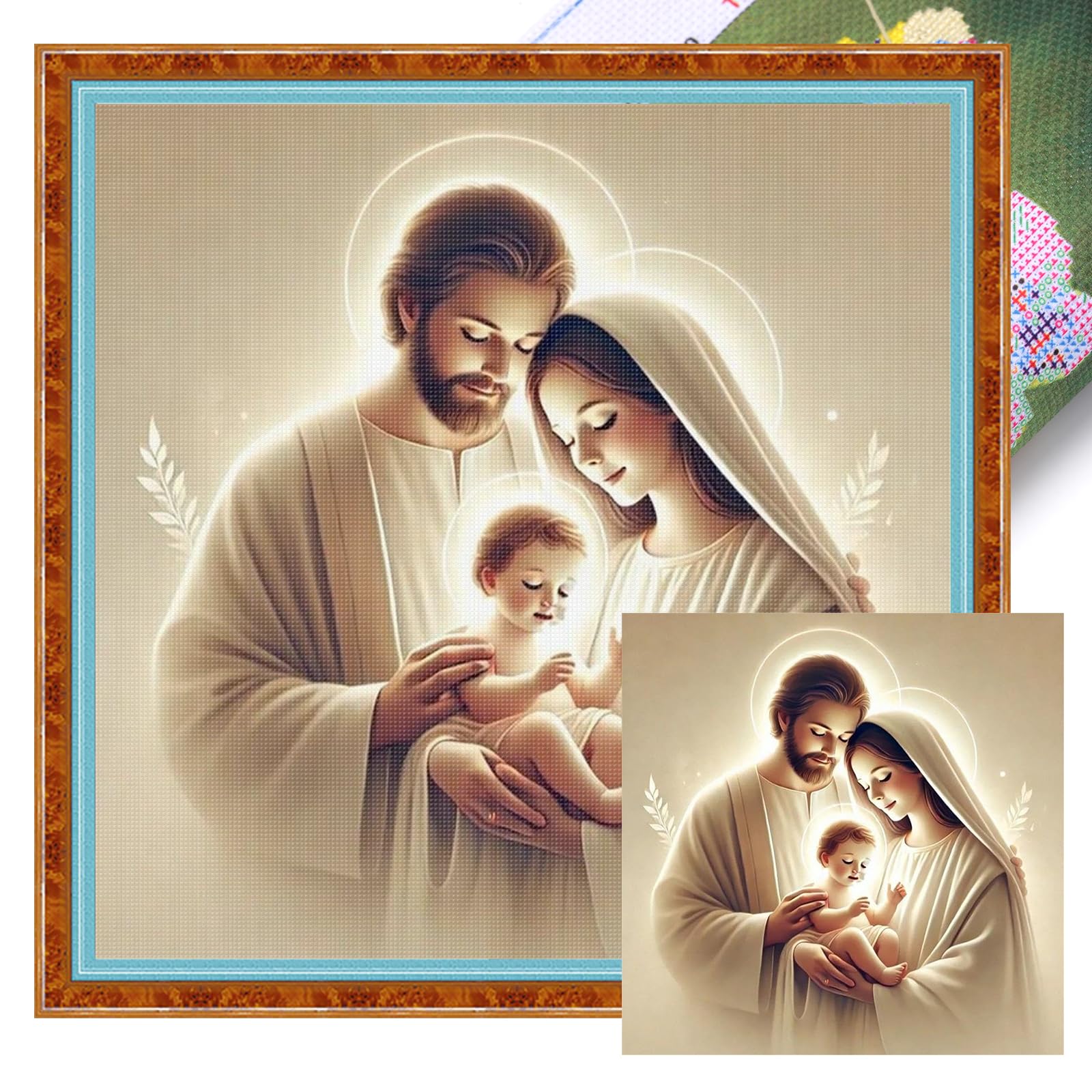 POETRYDRAW Jesus Full 11CT DIY Stamped Cross Stitch Kit 45x45cm for Adults Home Wall Decor (11CTACC-12512 C 45X45)