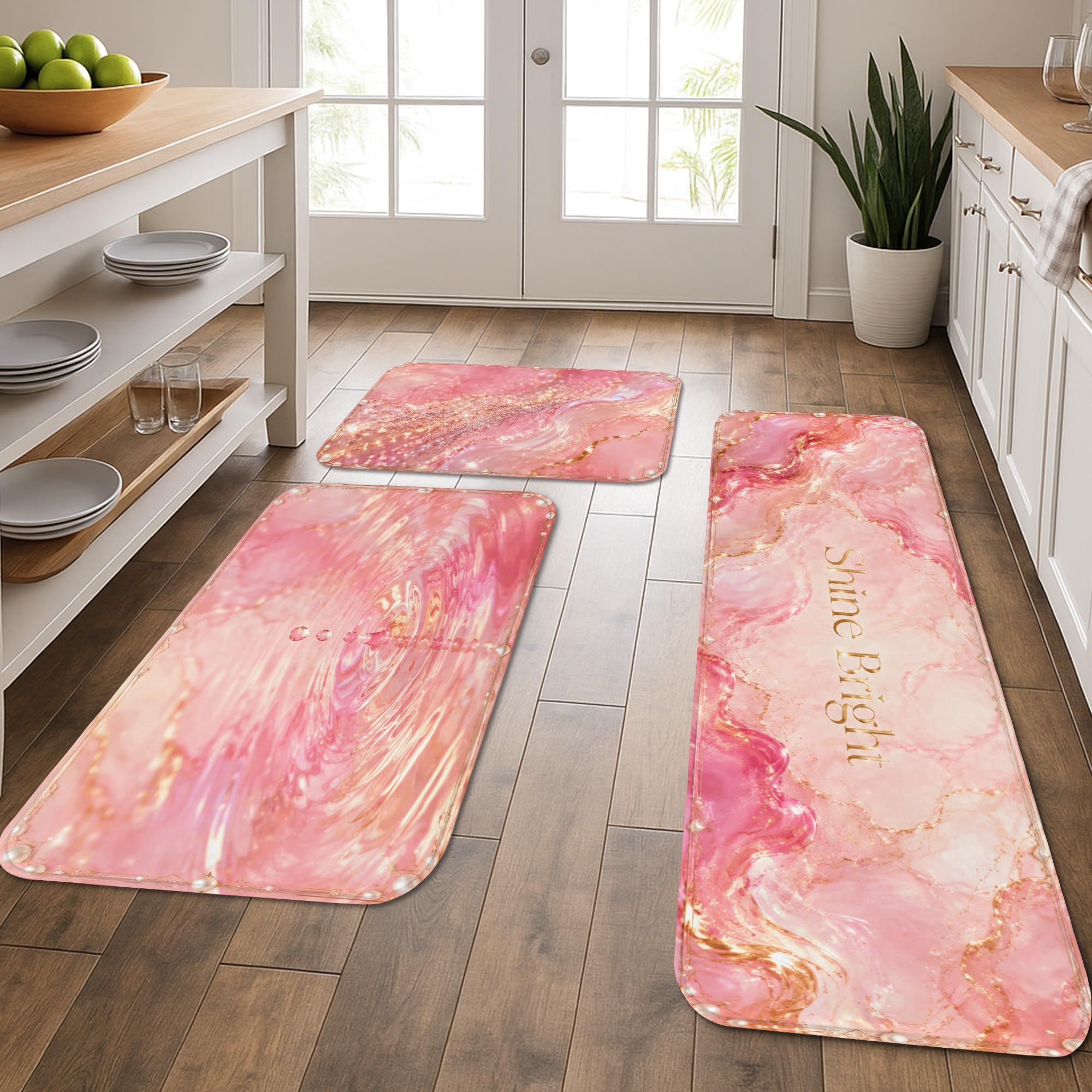 Tapis de cuisine marbre de pêche pour sol de buanderie et éviers
