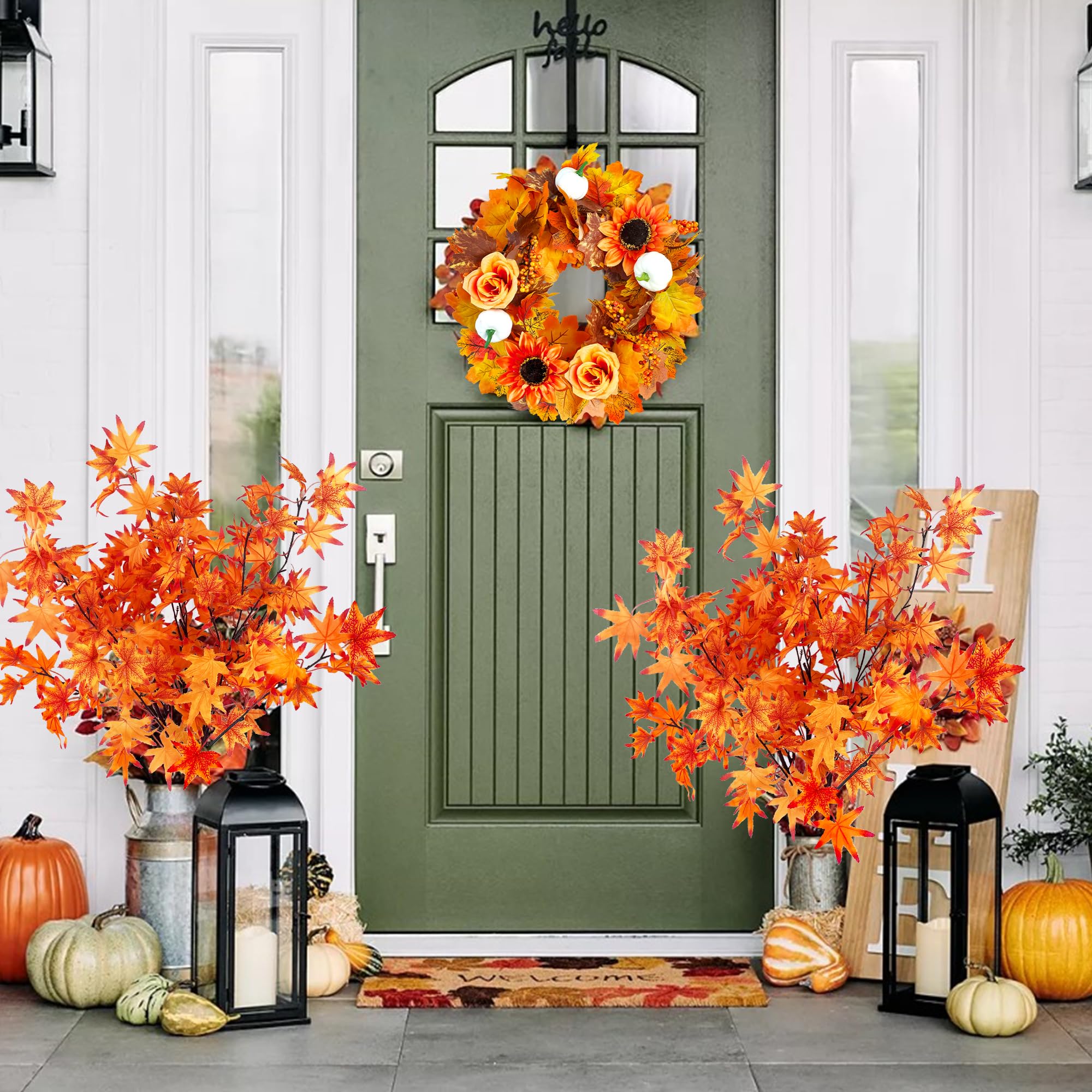 ROLLWAY 3 flores de otoño artificiales, hojas de otoño, decoración de ramas