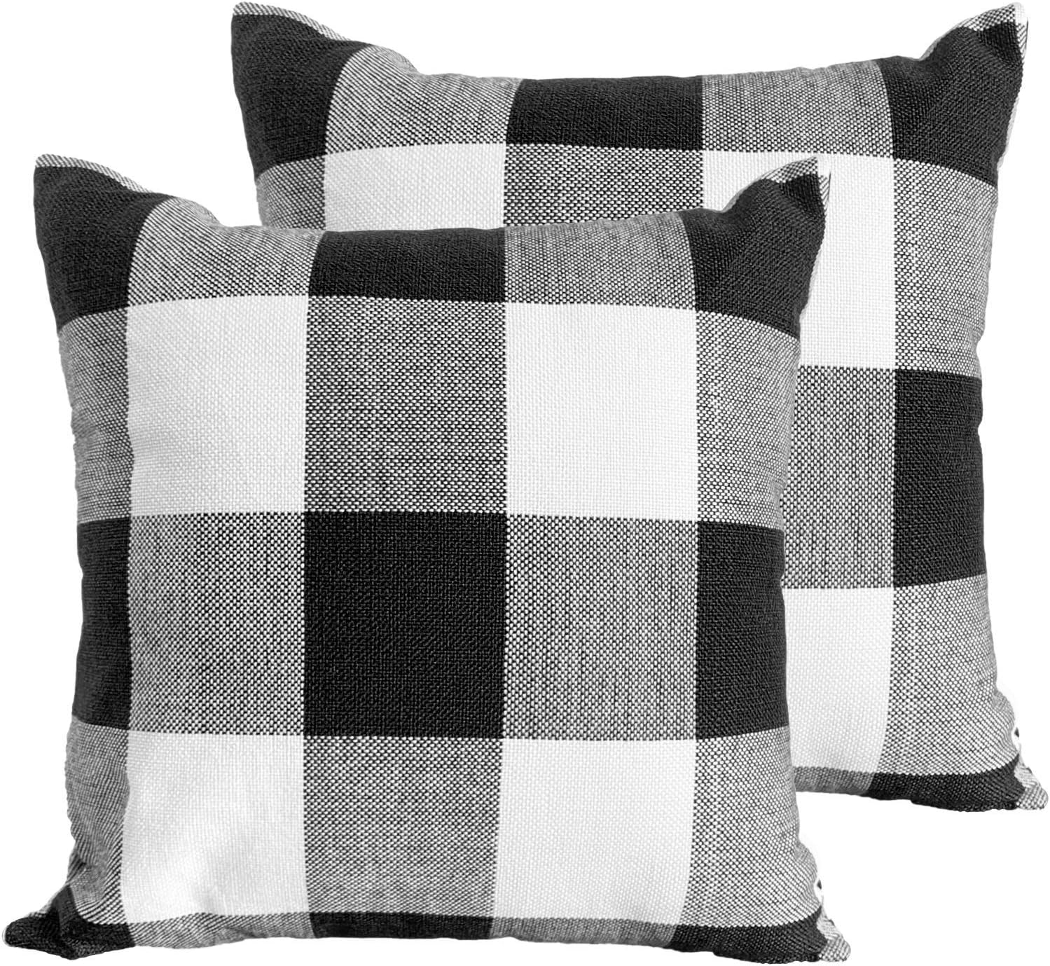 Throw Pillow Covers 18×18 Decorative Buffalo Check Plaid Pillow Cover - Farmhouse Christmas Square Pillowcases Set of 2 for Home Decor Sofa Bedroom Car