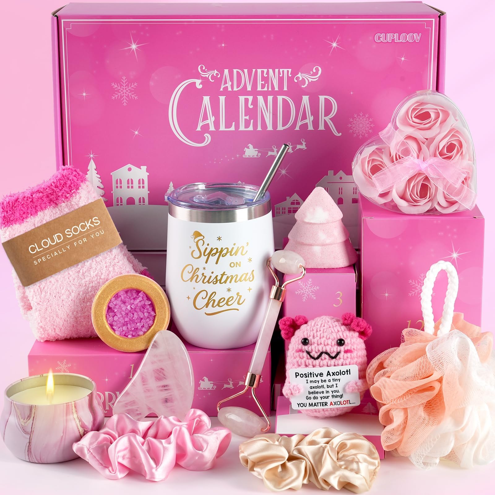 Amazon.com: Spa Advent Calendar 2026 Adult Women Teen Girls - Christmas Bath Advent Calendar for Mom, Wife, Girlfriend, Sister, Her - Pink Spa Gifts Basket Set with Mugs, Bath Bomb, Shower Steamer,