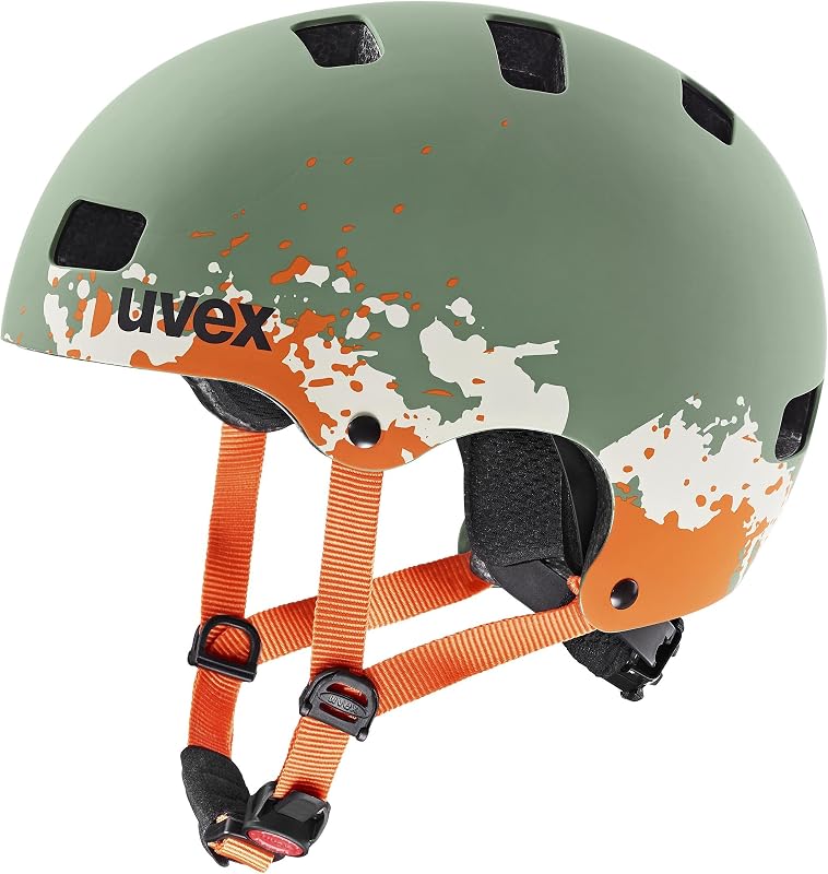 Cască de ciclism pentru copii Uvex Kid 3 CC - Moss Green-Sand mat - circumferință cap 55-58 cm - reglare individuală a dimensiunii - ventilație optimă