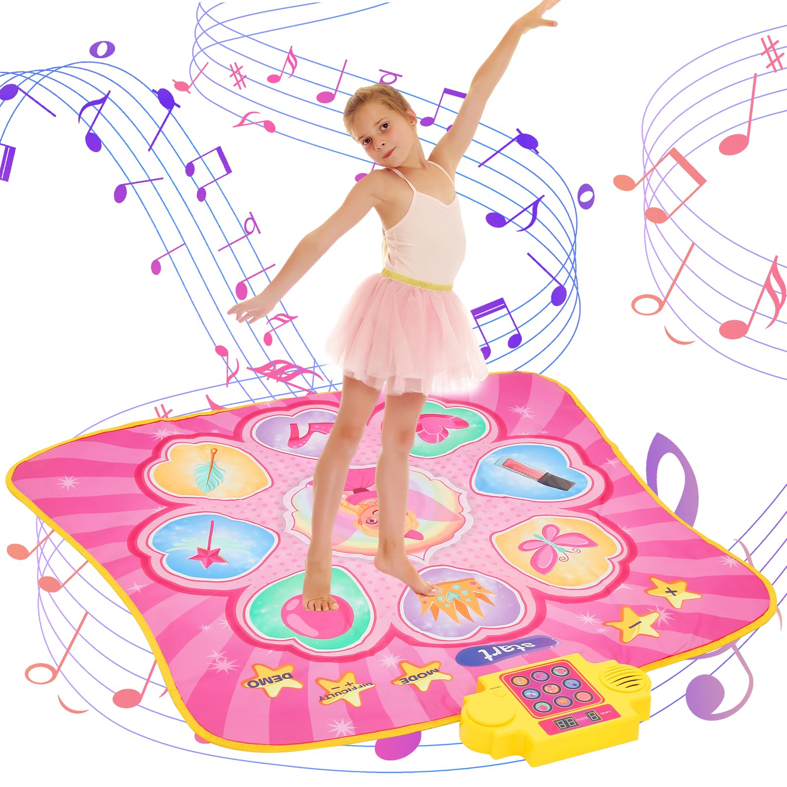 iFunLong Dance Mat Toys for Girls Music Play Mat with LED Lights, 3 Challenge Levels and Adjustable Volume
