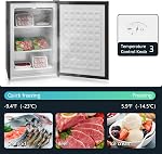 HOMCOM Congélateur compact droit, 3.0 Pieds cubiques Mini Congélateur avec porte réversible, 3 Tablettes, Température réglable pour le bureau à domicile, Appartement, Dortoir, Noir
