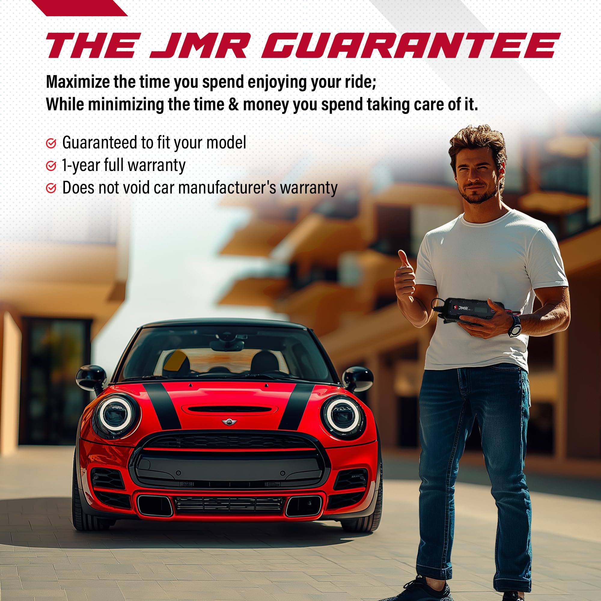 JMR Battery Charger for Mini Cooper Countryman Clubman Coupé Roadster Paceman Convertible Hatch Hardtop All Models Trickle Charger Conditioner Maintainer (No Lithium Mode)