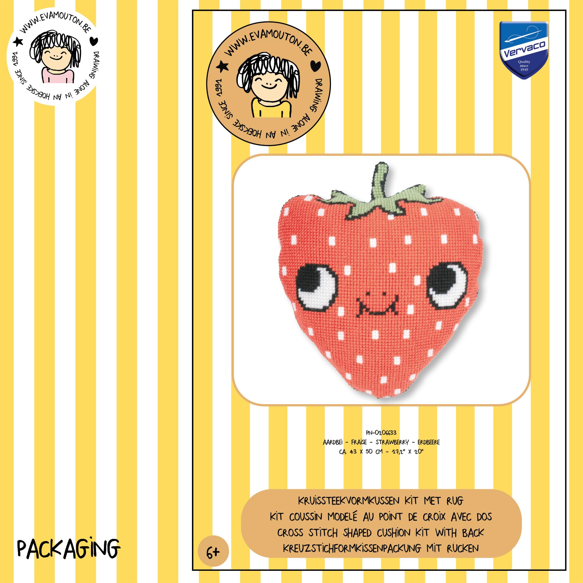 VERVACO Kit Cuscino Punto Croce EVA MOUTON DESIGN Set Ricamo Principianti Cuscini Gobelin Decorativi ca. 43 x 50 cm Accessori Per Lavoretti Creativi DIY Casa Decor Hobby Adulti Cross Stitch