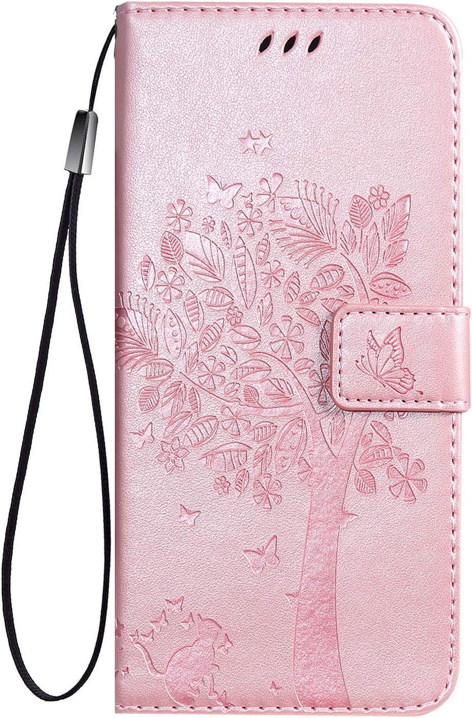 for Samsung Galaxy A32 5G Wallet Case,Galaxy A32 5G PU Leather Protective Case Emboss Love Tree Cat Folio Magnetic with Card Holder Kickstand Flip Case for Samsung Galaxy A32 5G Rose Gold