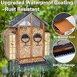 TayePin Bird Feeders for Outdoors Hanging, Metal Wild Bird Feeders with Double Suet Cage, 4LBS Large Capacity for Outside Garden Waterproof, ldeal Gifts for Birds Watching Finch Cardinal, Brown