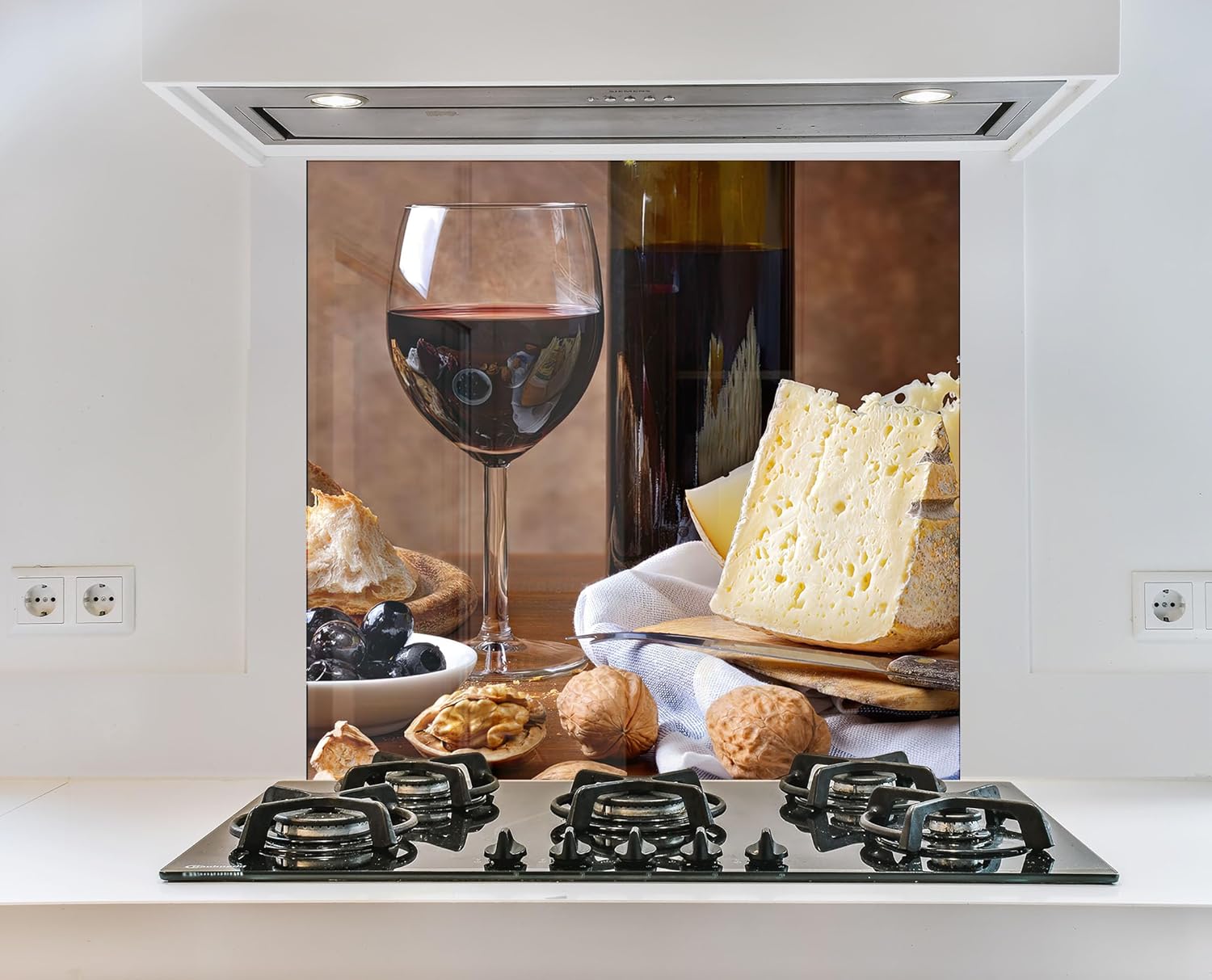 Myphotostation.com 30Wx20H'' Tempered Glass Stove Backsplash Kitchen Tile Decor Stove Back Cover Glass Splashback Tile for Stove Top Cover Toughened Glass Cooker Protector 91