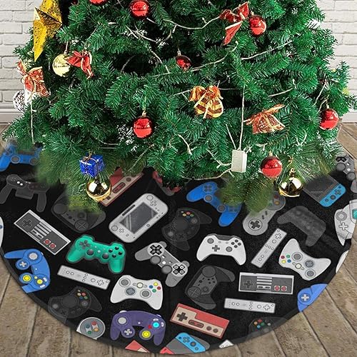 Miniatura 3 de Fondo de controlador de videojuegos, falda de árbol de Navidad de 30 pulgadas, falda de árbol de Navidad de Halloween, decoración de Navidad para