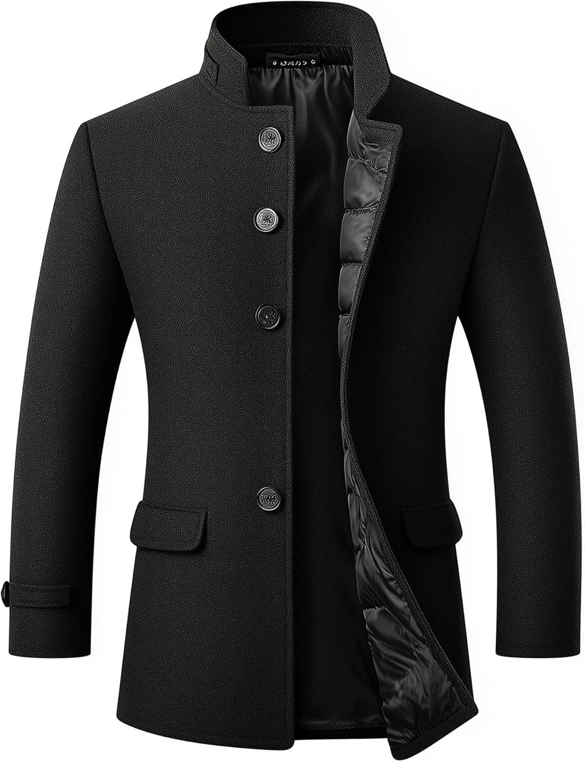 Mens Wool Coat Classic Overcoat Thigh-length Warm Jacket Versatile Modern Winter Wool Coat For Men