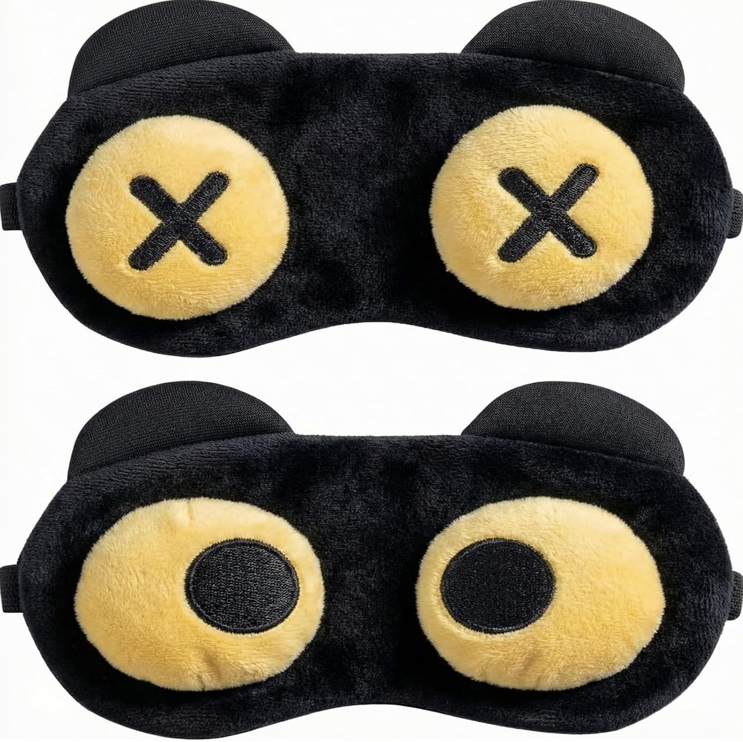 2 PCS Soft Cat Eye Sleeping Mask with Adjustable Strap, Lightweight Funny Eye Blindfold Cover for Kids and Adults, Breathable Nap Accessories for Travel, Sleep and Games