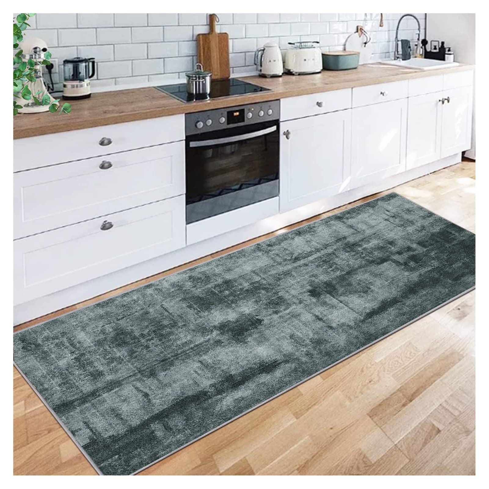 Siunwdiy Carpet Runner for Hallways Extra Long Non Slip Hallway Runner Rug 60x390cm, Dark Grey Abstract Modern Washable Carpet Floor Mat,Narrow Rugs for Kitchen/Bedroom/Living Room/Entryway/Indoor — image 1