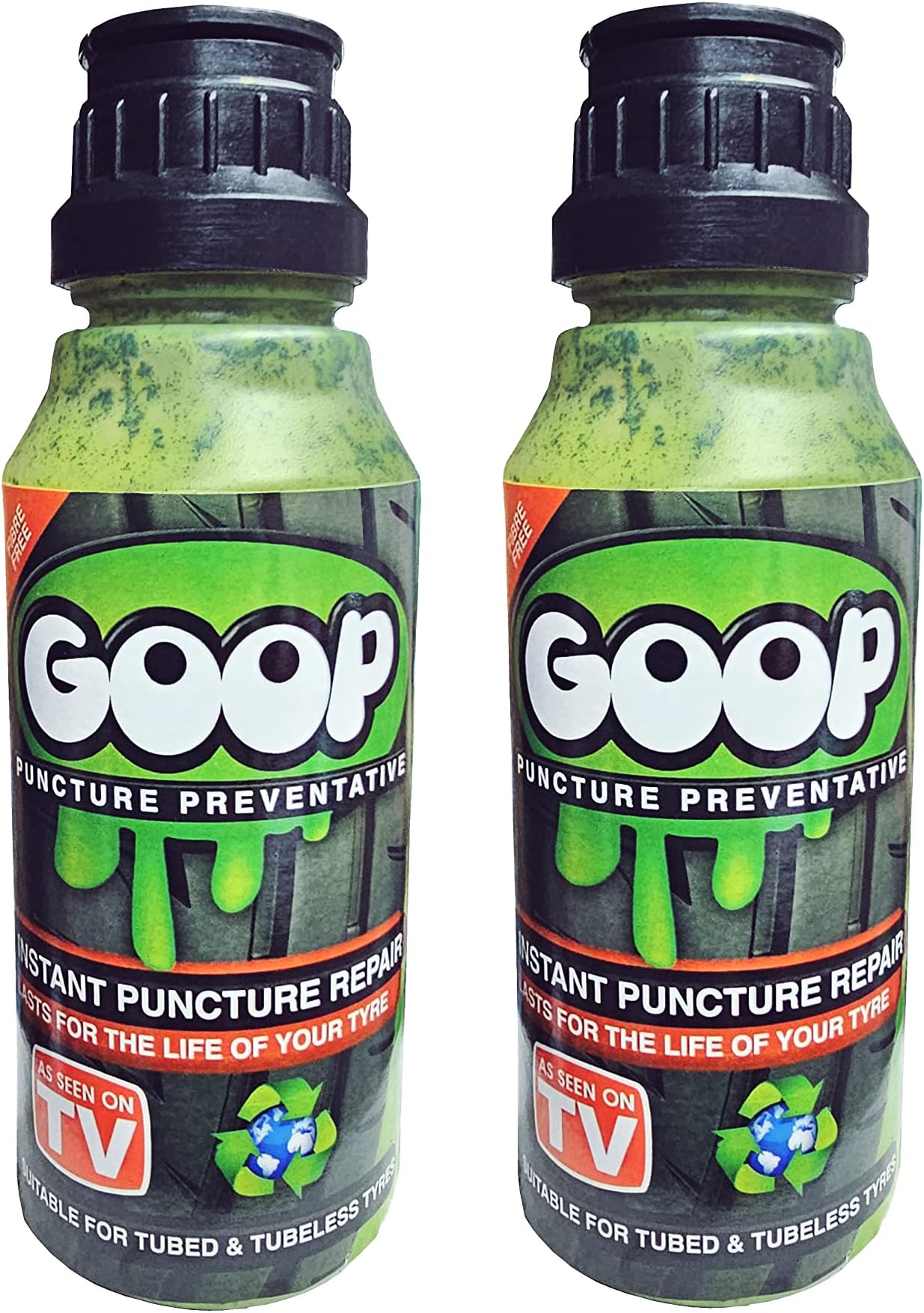 Goop tyre sealant * puncture repair motorbike * car tyre sealant * bicycle tyres sealant * 2 x 250ml bottles Made in UK