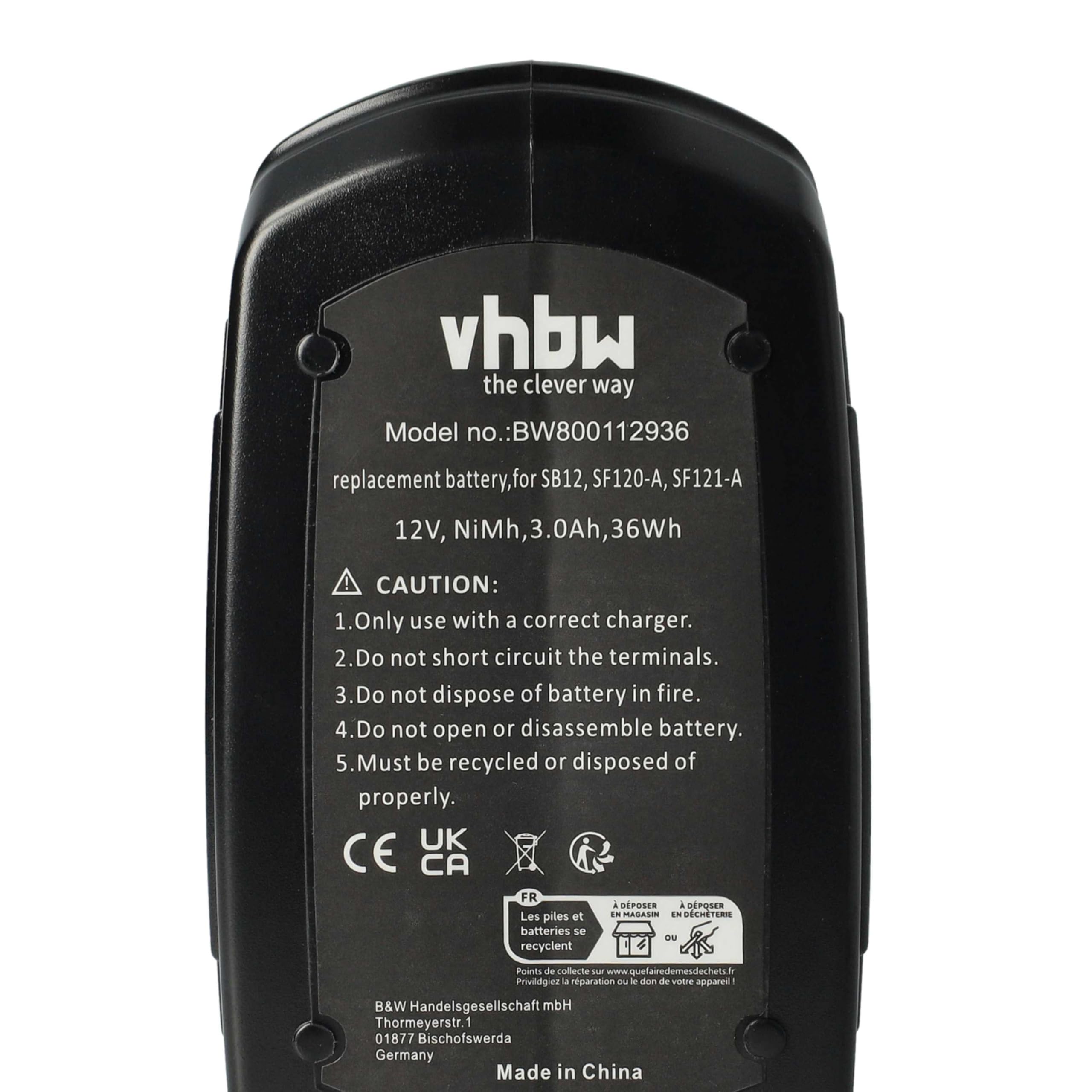 vhbw 2x batteria sostituisce Hilti SFB126A, SFB126, SFB121 per utensile elettrico (3000 mAh, NiMH, 12 V)