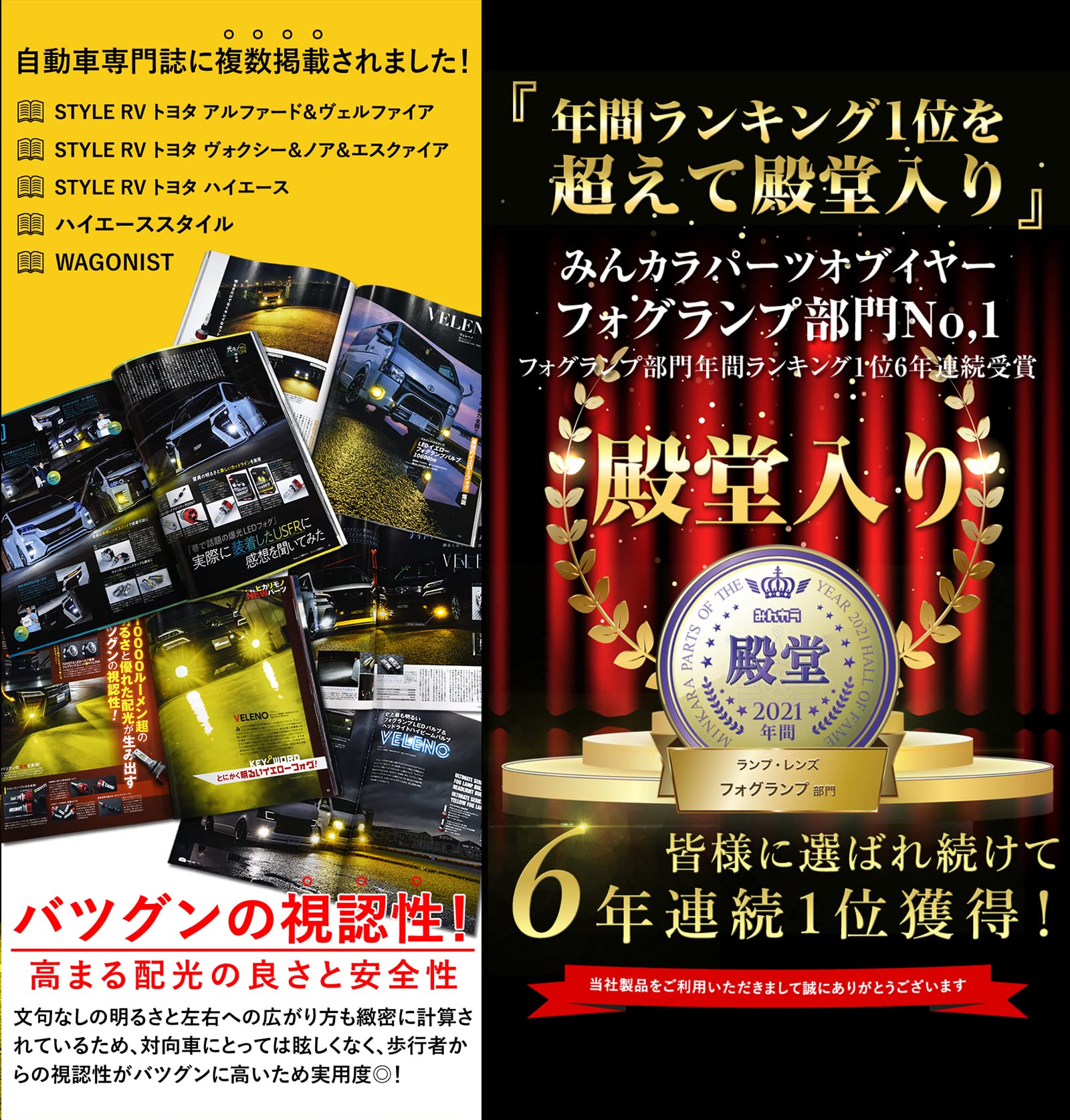 Amazon | HB4 LED フォグランプ イエローフォグ 驚異の実測値 10600lm