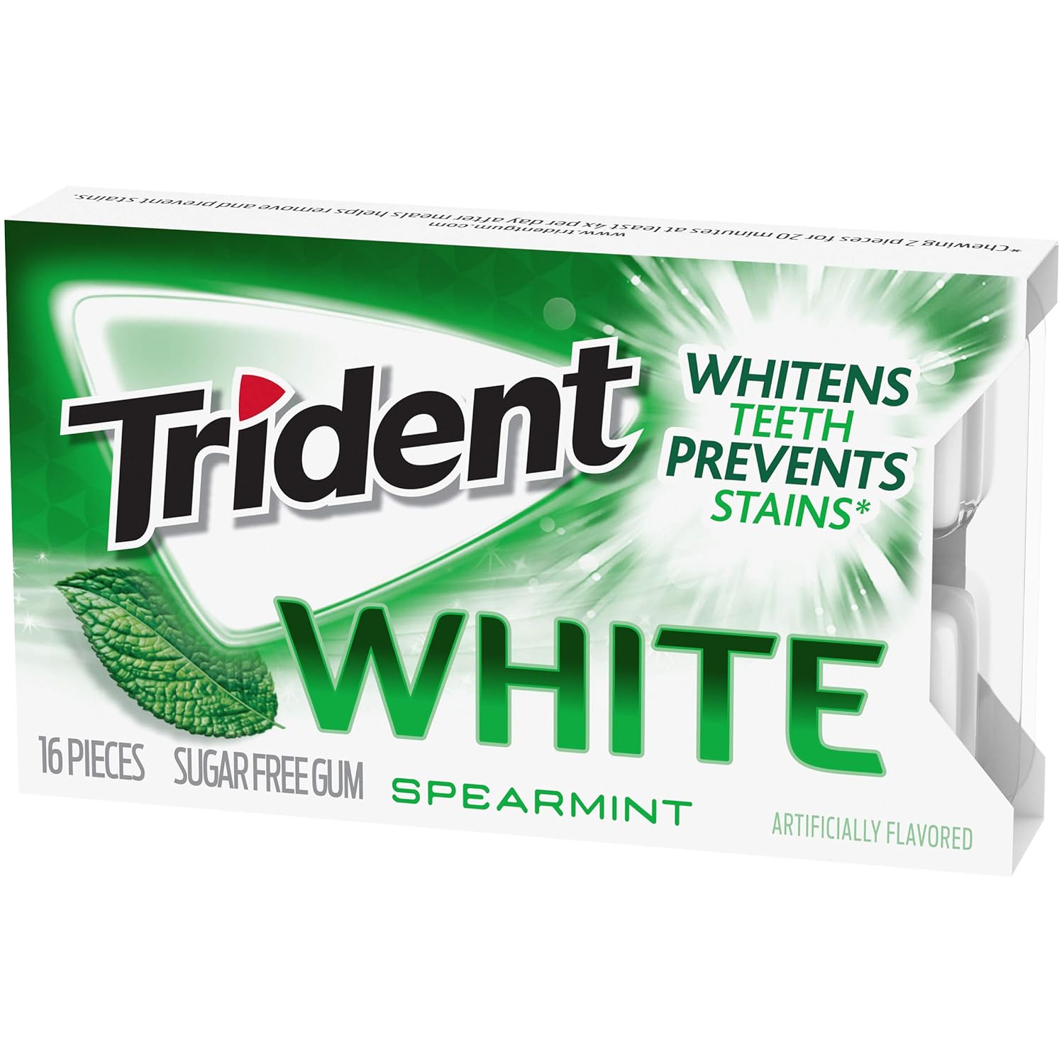 Trident White Sugar Free Spearmint Gum, 16 Count, 9 Pack
