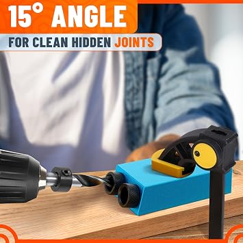 14 Pcs Pocket Hole Jig Kit, 15 Angle Drill Guide, Aluminum